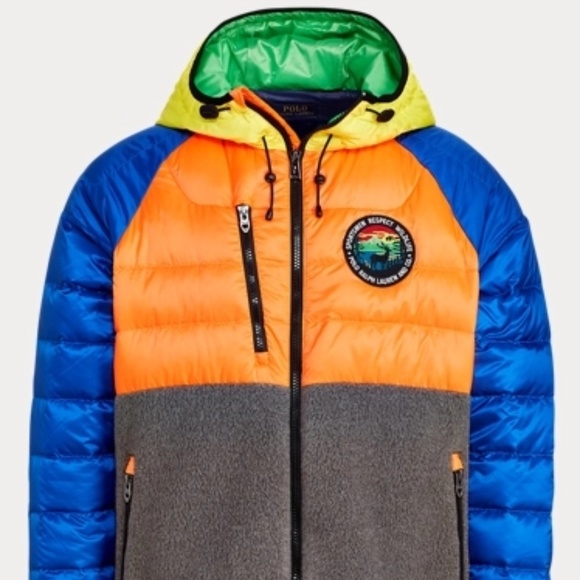 ralph lauren orange puffer jacket